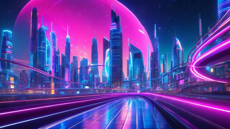 futuristic cityscape neon lit dreamscape cyber scaled