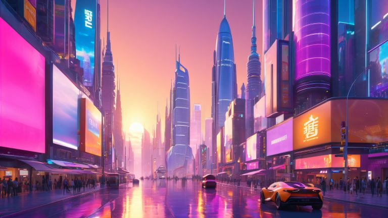 futuristic cityscape sunset scaled