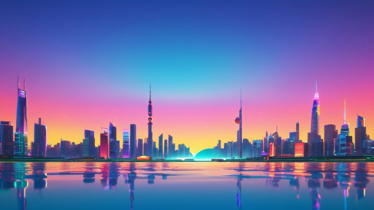 futuristic cityscape typography wallpaper 4k scaled