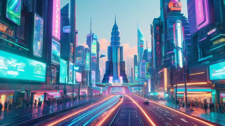 Fondo de pantalla de paisaje urbano futurista, realidad desentrañada, escala 4k.