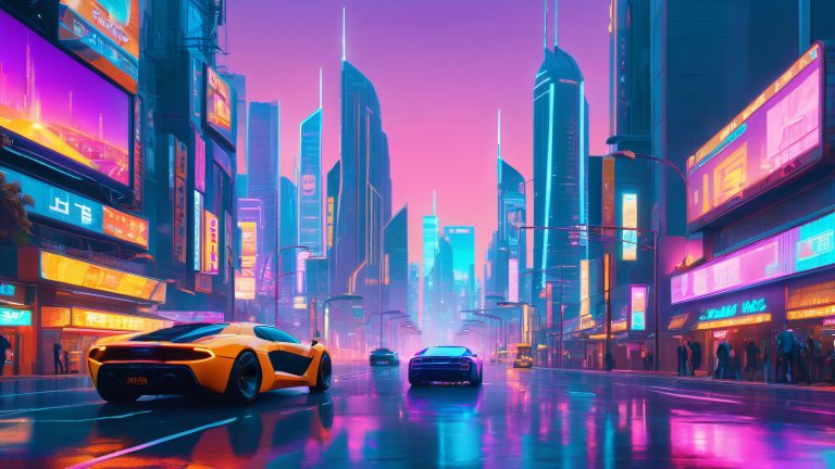 futuristic cityscape wallpaper retro futuristic neon dreams lack of sense scaled