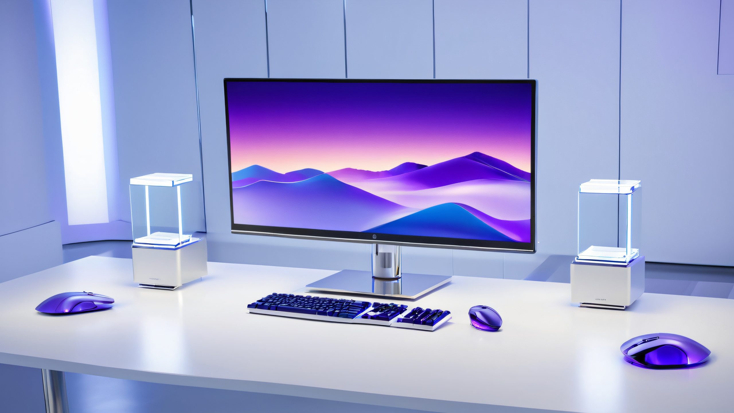 Sleek control panel with LED indicators and glass desk