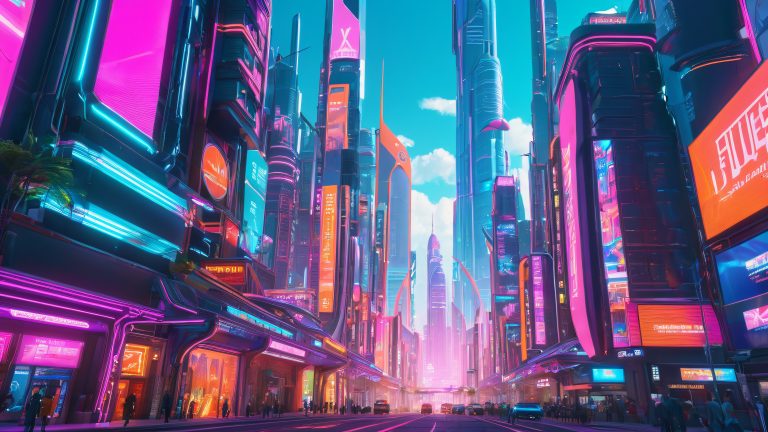 futuristic cyberpunk cityscape wallpaper 4k desktop background scaled
