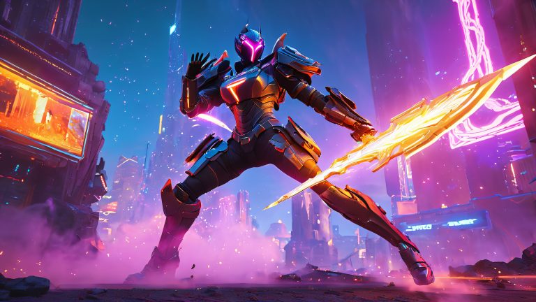 futuristic demon hunter battle 4k wallpaper scaled