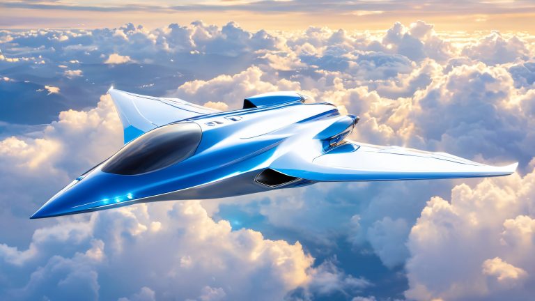 futuristic flying wing business jet 4k cyber theme scaled