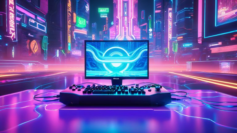 futuristic gaming console cyberpunk 4k wallpaper scaled