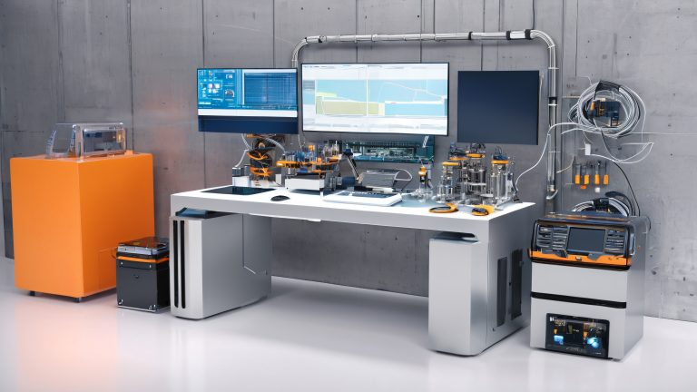 futuristic laboratory workspace 4k wallpaper scaled