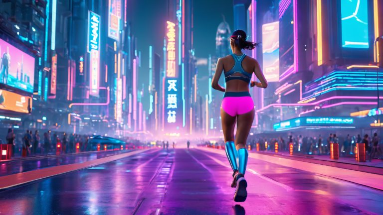 futuristic marathon runner 4k wallpaper scaled