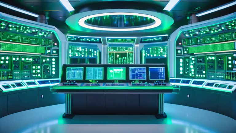 futuristic nuclear reactor control room 4k wallpaper scaled