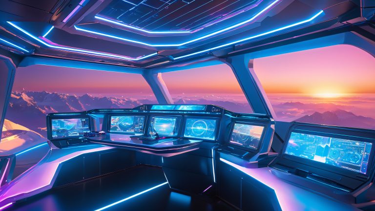 futuristic pilot workstation wallpaper scaled