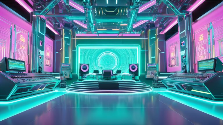 futuristic recording studio wallpaper holographic vocals binary code cyber wallpaper scaled