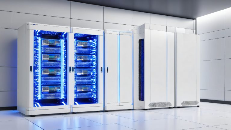 futuristic server rack 4k cyber background scaled