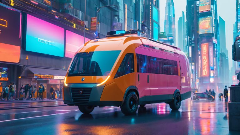 futuristic surveillance van wallpaper cyberpunk cityscape 4k scaled