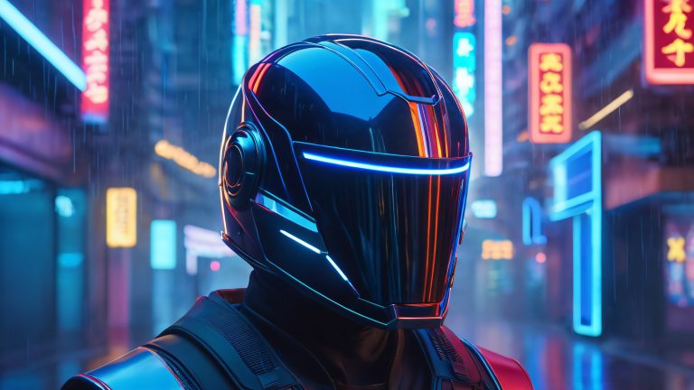 futuristic warrior cyber helmet wallpaper 4k cyberpunk scaled