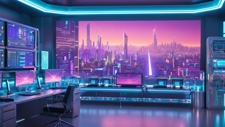 futuristic workstation 4k wallpaper scaled