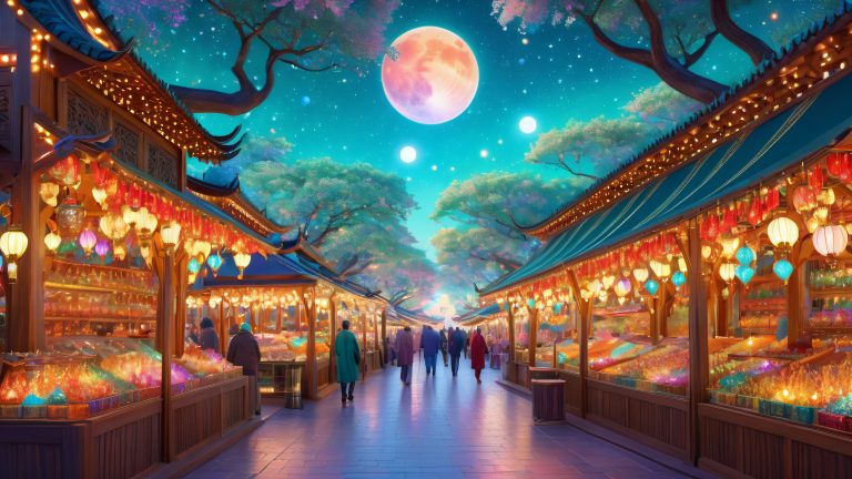 galactic bazaar vibrant 4k fantasy wallpaper scaled