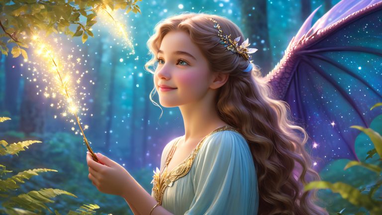 gentle curiosity whimsical dragon and forest wallpaper scaled