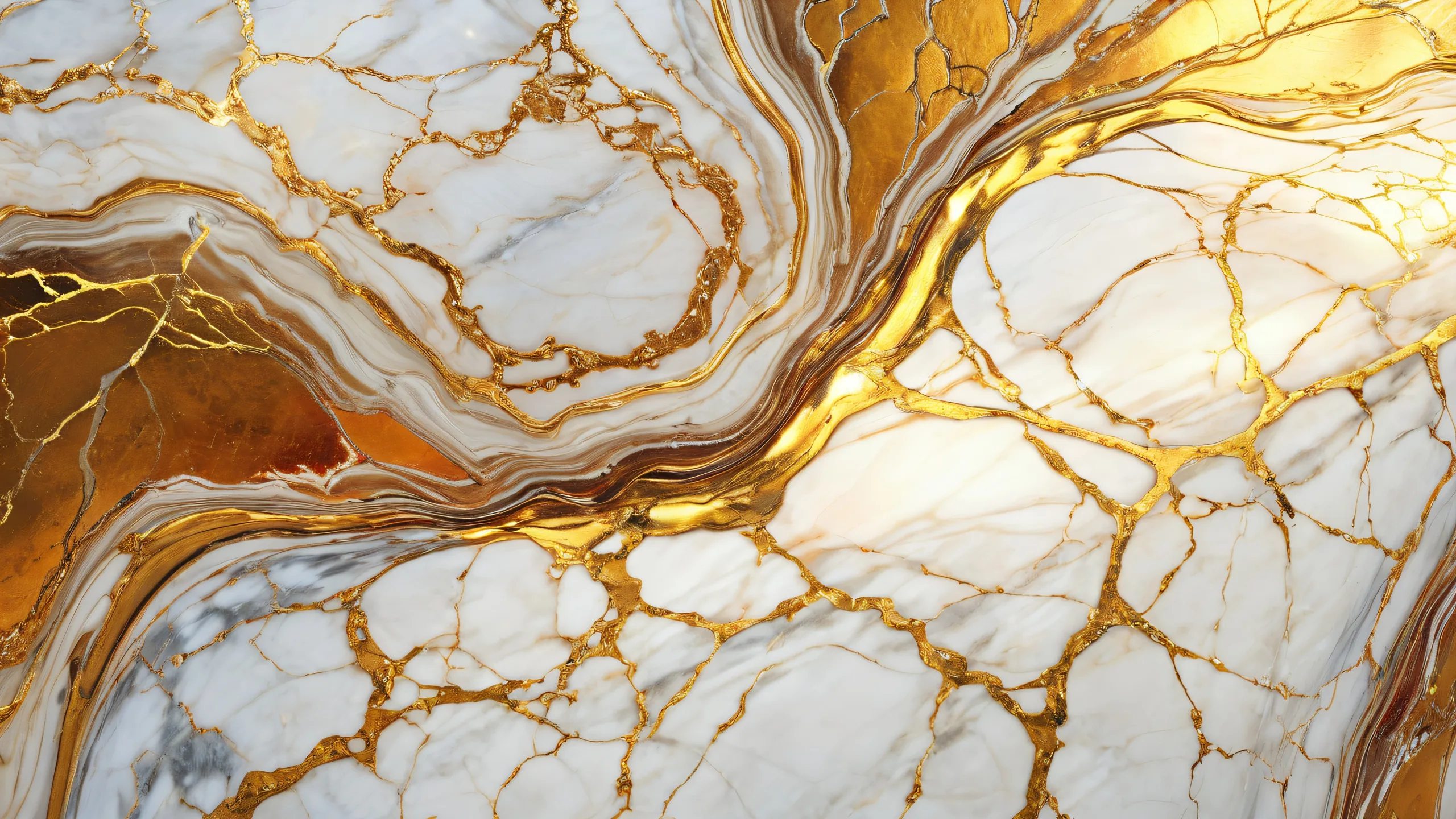 Desktop/PC wallpaper featuring gilded marble veins with divine light, perfect for your digital sanctuary.