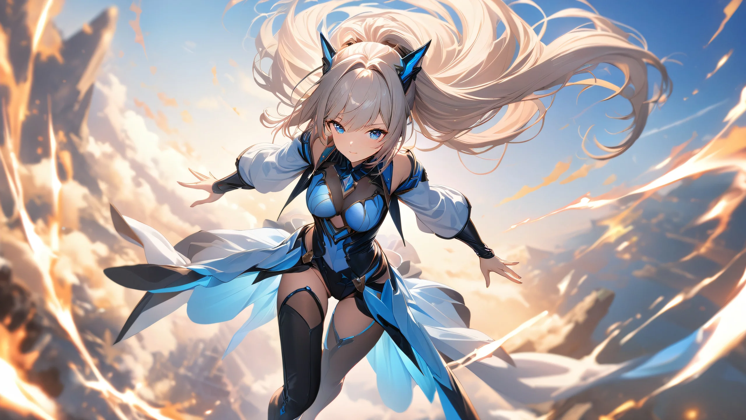 A stunning anime-inspired desktop wallpaper featuring a beautiful young girl with a blurred background.