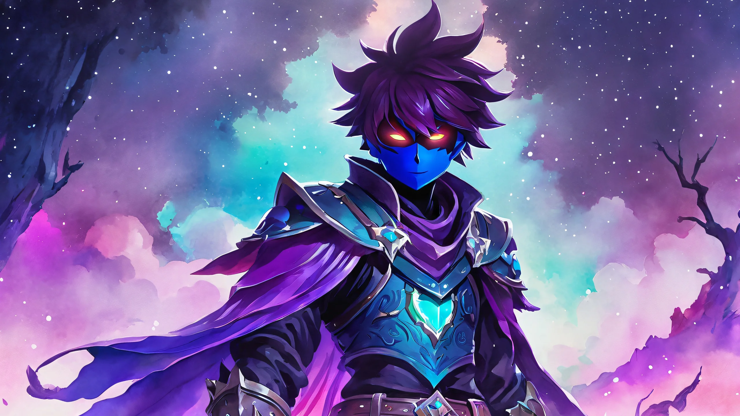 Deltarune Githyanki watercolor painting with vibrant colors and intricate details