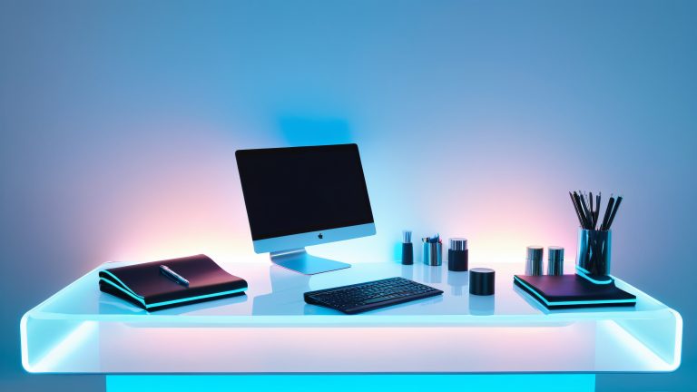 glowing blue workspace oasis scaled