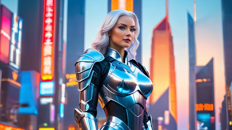 glowing guardian neon metropolis scaled