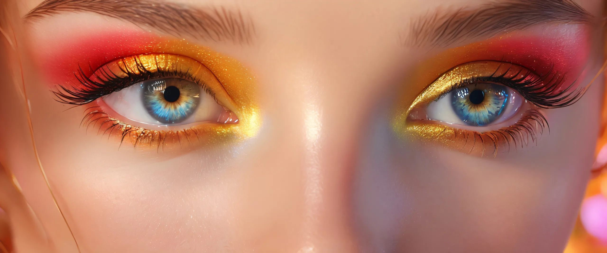 Epic Golden Ethereal Oasis Desktop Wallpaper Breathtaking desktop wallpaper of perfect eyes and pure void, ideal for Desktop/PC