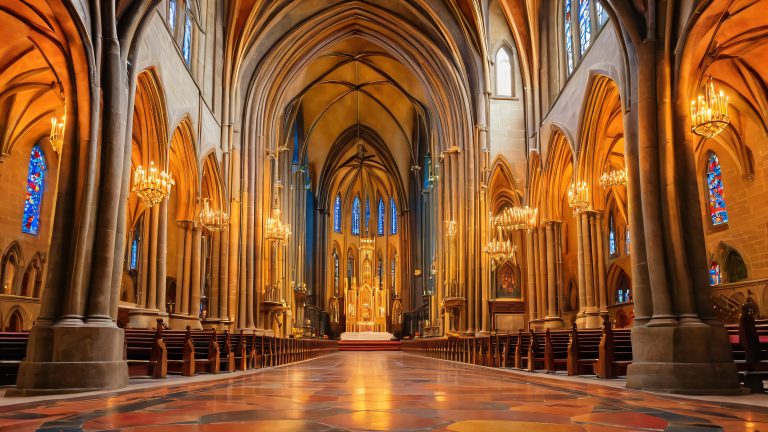 gothic statues chapel wallpaper scaled