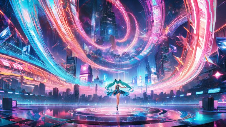 hatsune miku 4k neon dystopia wallpaper scaled
