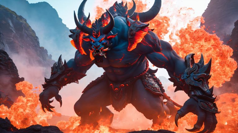 hellish oni emerge scaled