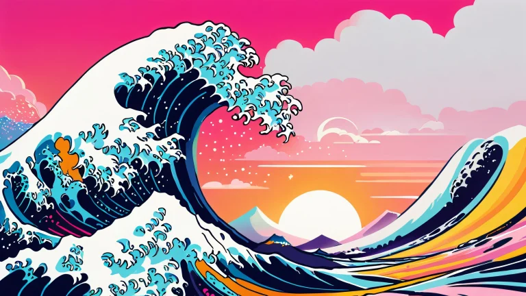 Breathtaking 4K illustration of a dark cityscape with bold lines and limited palette