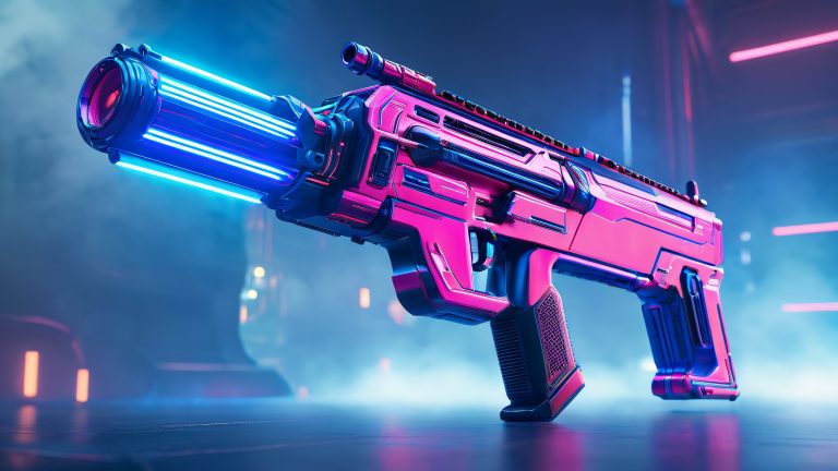 high tech blaster cyberpunk wallpaper scaled