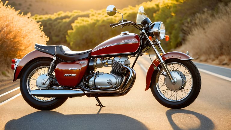honda ca72 dream motorcycle california sunset wallpaper scaled