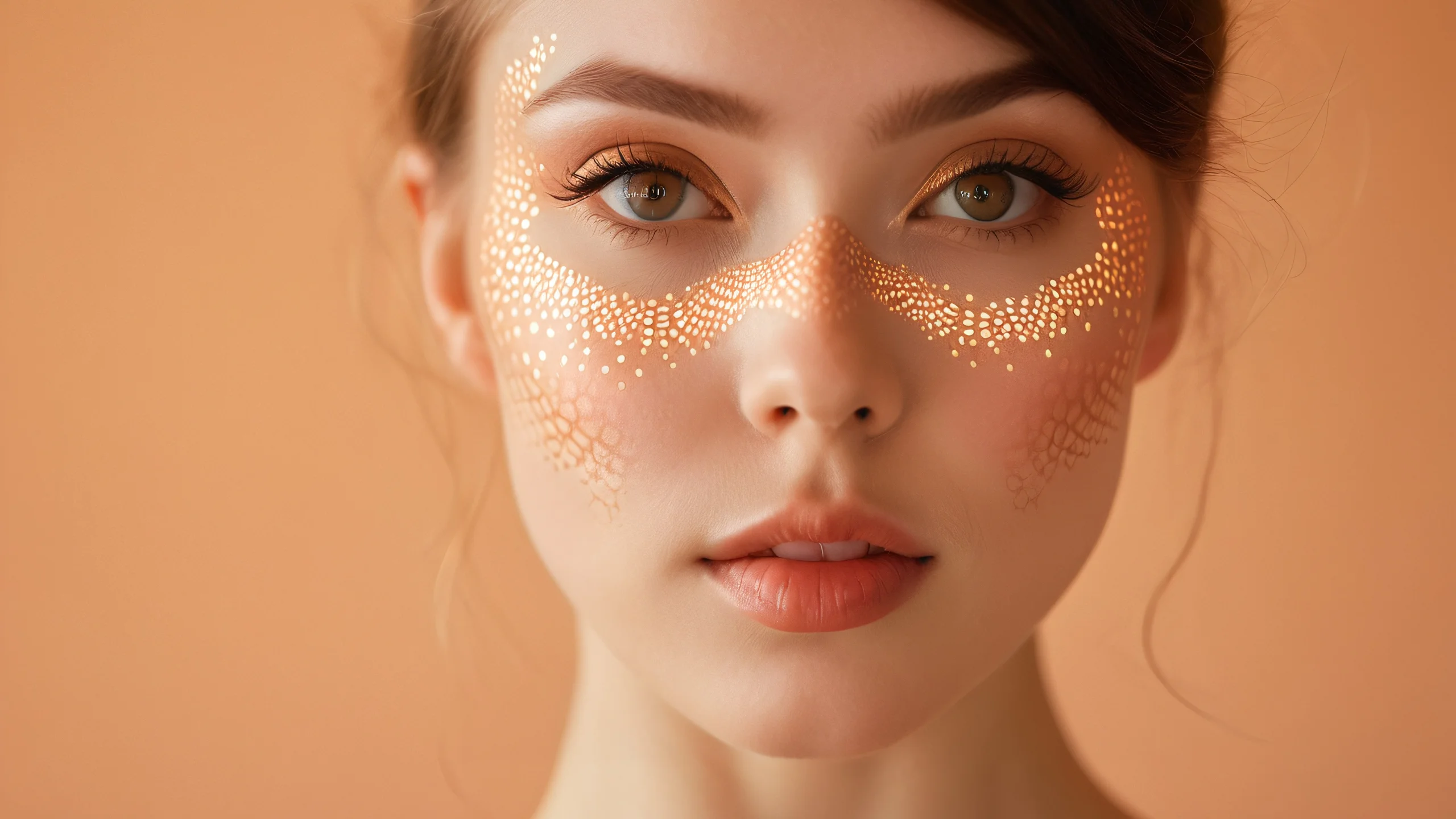 Epic Human Form Masterpiece Desktop Wallpaper A stunning image of a human form with intricate skin texture and shiny surface against a creamy bokeh background.