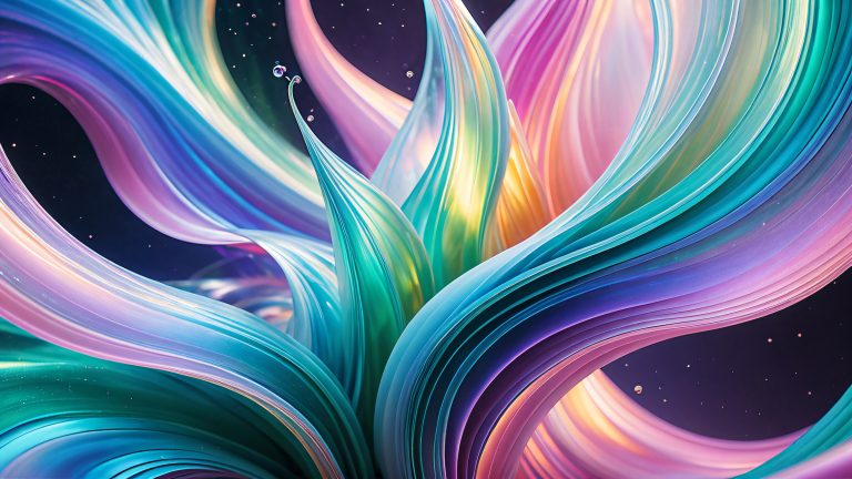 iridescent glass tendrils ethereal dance scaled