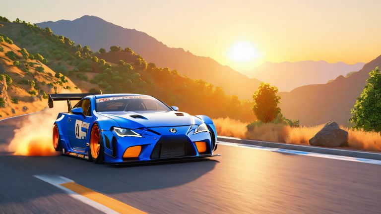 is300 drift car wild mountain road sunset wallpaper scaled