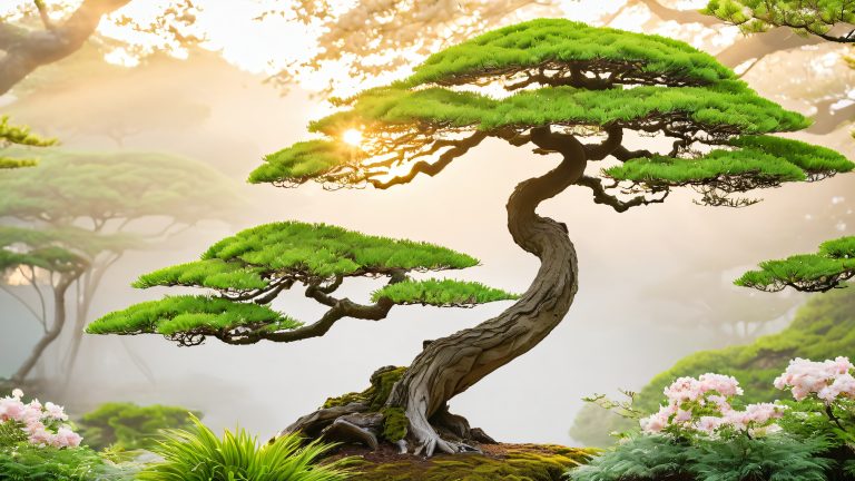 japanese garden bonsai tree wallpaper 4k scaled