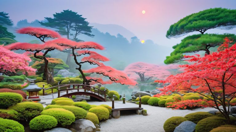 japanese garden dusk 4k wallpaper scaled