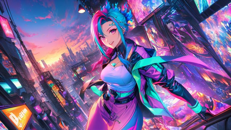 jinx mischief 4k anime wallpaper scaled