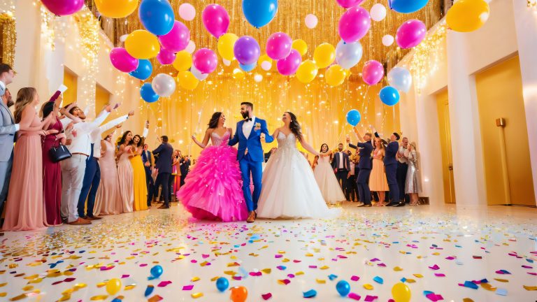 joyful celebration 4k wallpaper friends gather around cake and confetti scaled