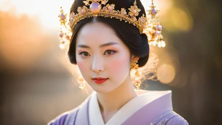 Kaguya's celestial crown with mystical energy and sunlight