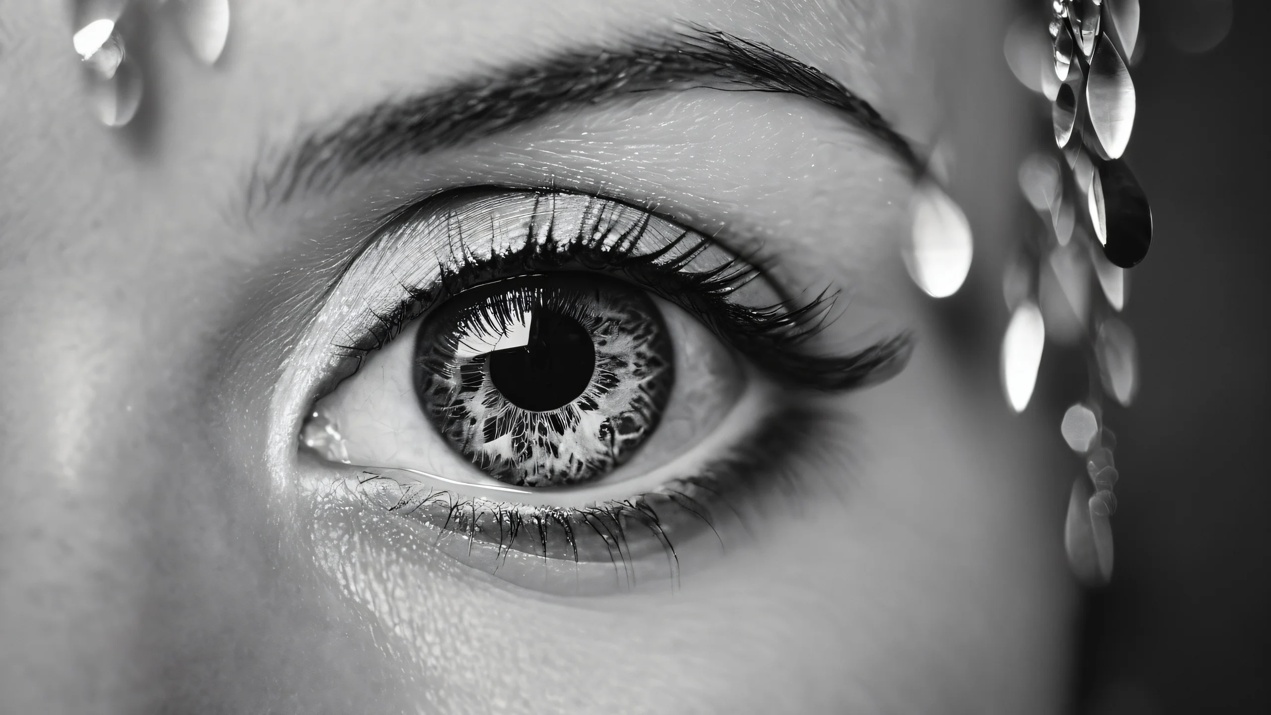 Stunning Kaleidoscope Eye Reveal Wallpaper A striking desktop wallpaper featuring a kaleidoscope eye amidst a stunning minimalist backdrop with geometric leading lines and creamy bokeh.