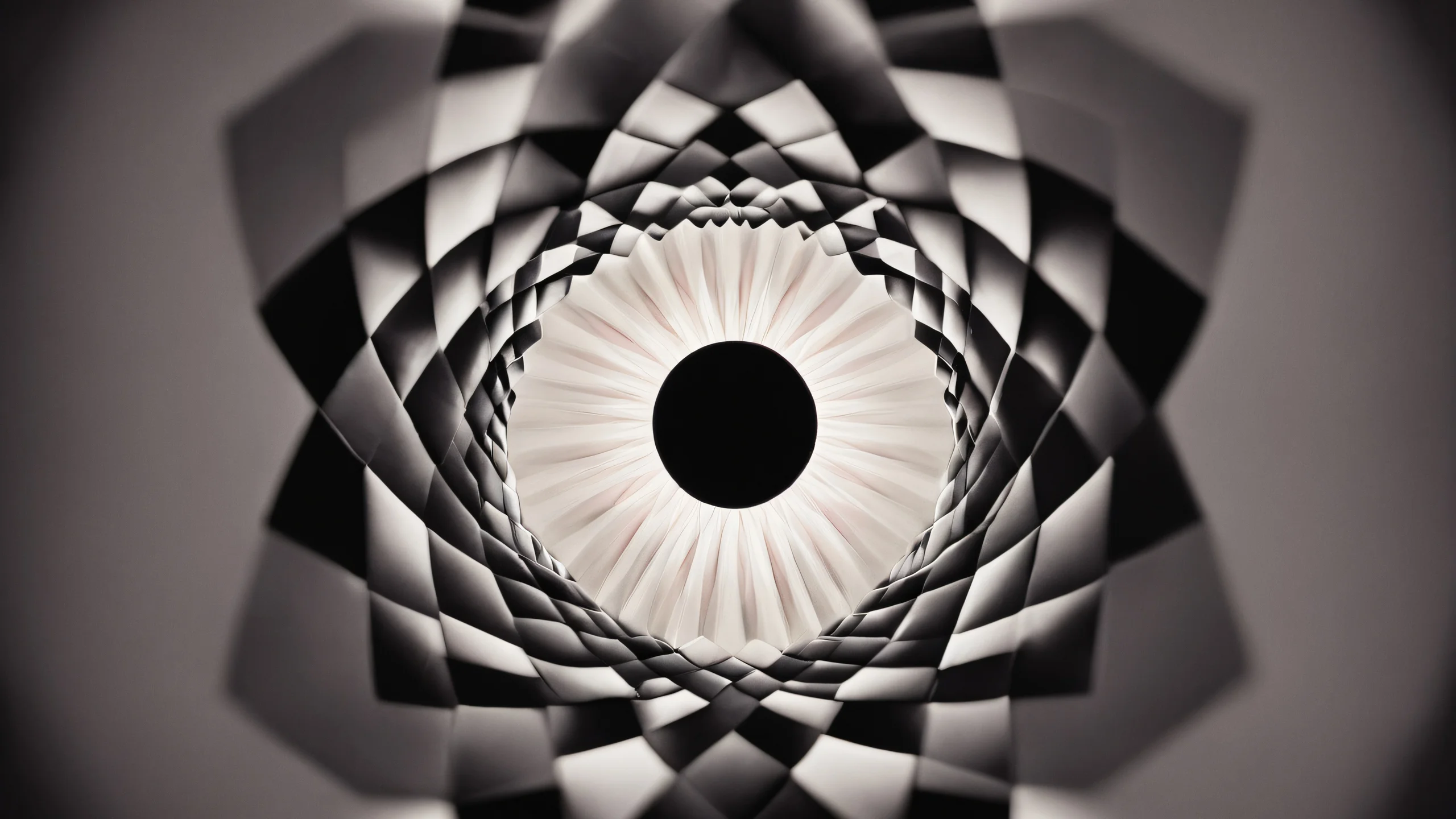 Stunning Kaleidoscope Skin Depths 4K Wallpaper A vibrant desktop wallpaper featuring a kaleidoscope-inspired design with geometric patterns and bokeh effects.