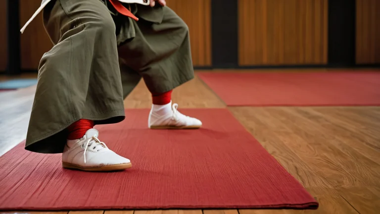 Close-up of martial arts uniform textures and stitching