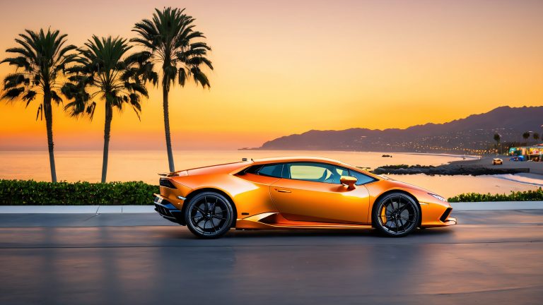 lamborghini huracan sunset coastal highway wallpaper scaled