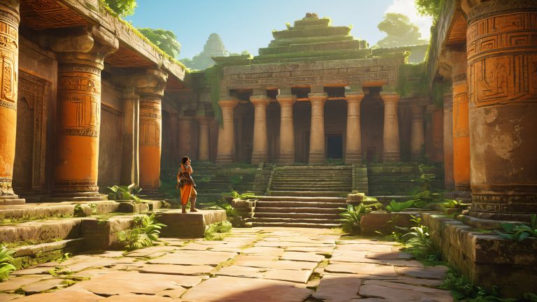 ララ・クロフトが古代寺院を探索する壁紙4kアドベンチャースケール