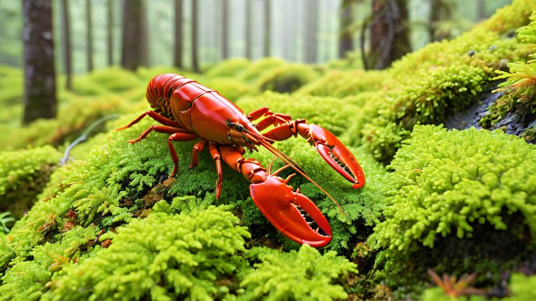 lichen adorned red loster sanctuary scaled