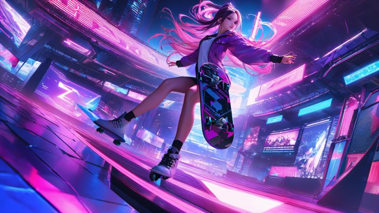 liu alyssa skating cyberpunk wallpaper scaled