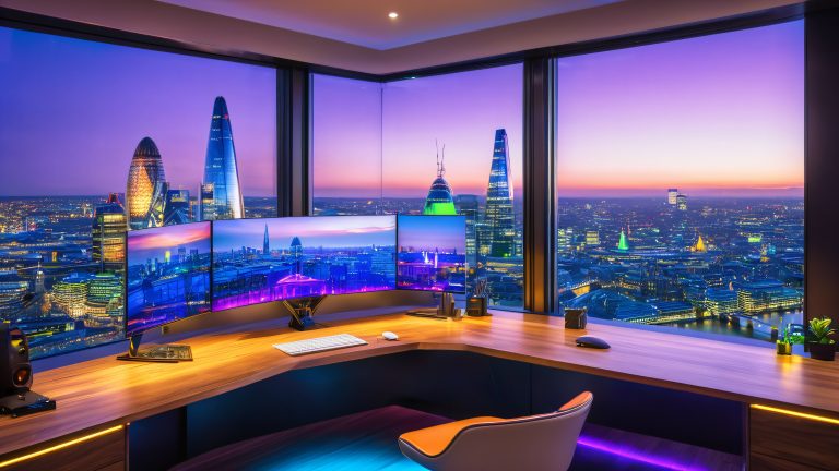 london cityscape futuristic gaming pc wallpaper scaled