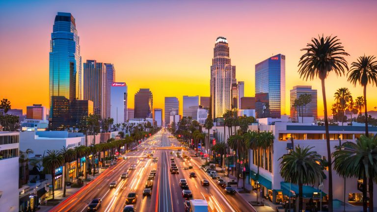 los angeles skyscraper sunset wallpaper scaled